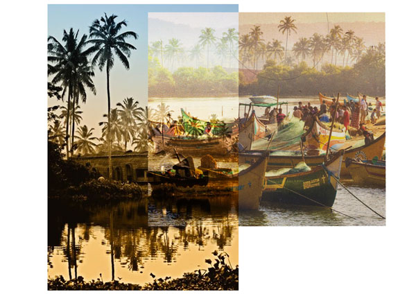 Plage - bateaux - tropiques - Goa - Antik Batik 